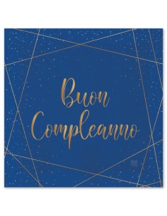 20 TOVAGLIOLI 33X33 BUON COMPLEANNO BLU E ORO - L'Officina 2