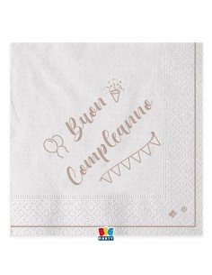 20 TOVAGLIOLI 33X33 BUON COMPLEANNO KRAFT - L'Officina delle 2