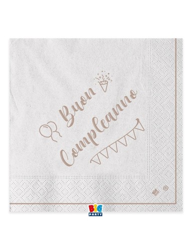 20 TOVAGLIOLI 33X33 BUON COMPLEANNO KRAFT - L'Officina delle