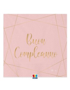 20 TOVAGLIOLI 33X33 BUON COMPLEANNO ROSE E ORO - L'Officina 2