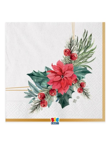 20 TOVAGLIOLI 33X33 POINSETTIA PLASTI FREE - L'Officina delle