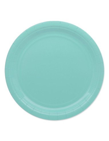 25 PIATTI CARTA 24 CM ECOLOR ACQUA MARINA PLASTIC FREE -