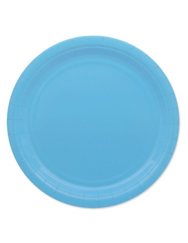 25 PIATTI CARTA 24 CM ECOLOR CELESTE PLASTIC FREE - L'Officina