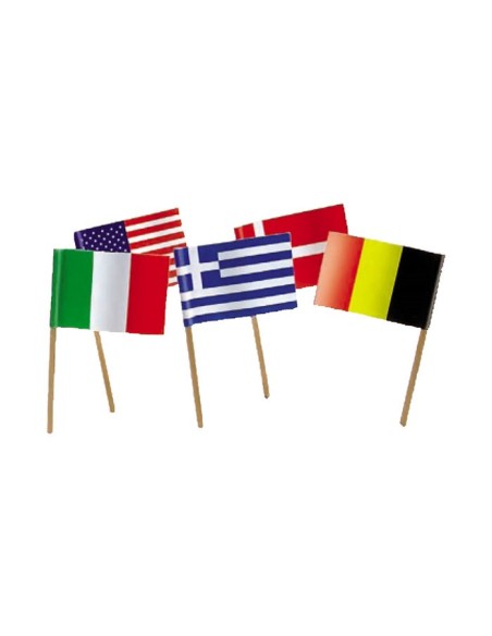 25 PICKS SAGOMATI BANDIERE NAZIONI 4X7CM - L'Officina delle