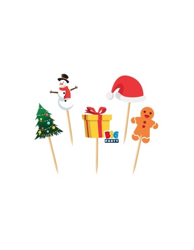 25 PICKS SAGOMATI NATALE 4X7CM - L'Officina delle feste