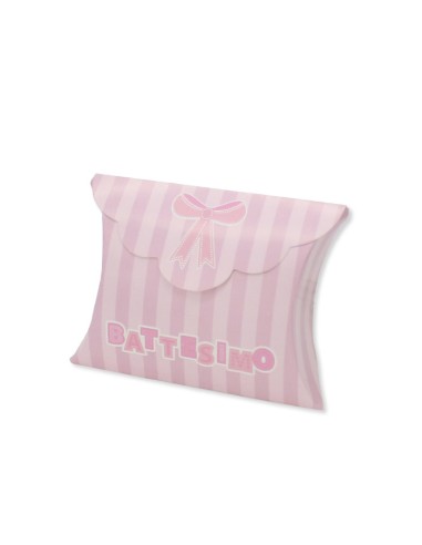 25 SCAT. BUSTA BATTESIMO TEDDY ROSA 10X8X3 CM - L'Officina