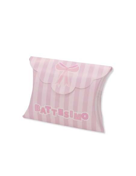 25 SCAT. BUSTA BATTESIMO TEDDY ROSA 10X8X3 CM - L'Officina