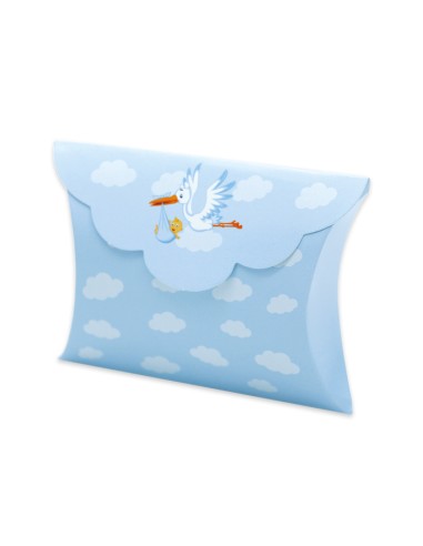 25 SCAT. BUSTA CICOGNA CELESTE CM.10X8X3 - L'Officina delle