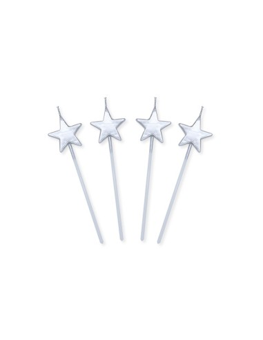 4 CANDELINE PICK STELLE ARGENTO METAL CM.13 - L'Officina delle