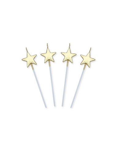 4 CANDELINE PICK STELLE ORO METAL CM.13 - L'Officina delle feste
