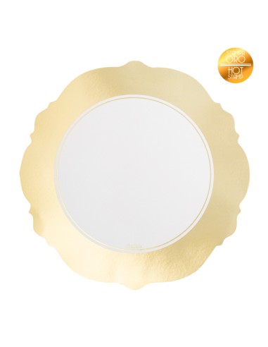 4 SOTTOPIATTI LIBERTY BIANCO BORDO ORO CM 33 - L'Officina delle