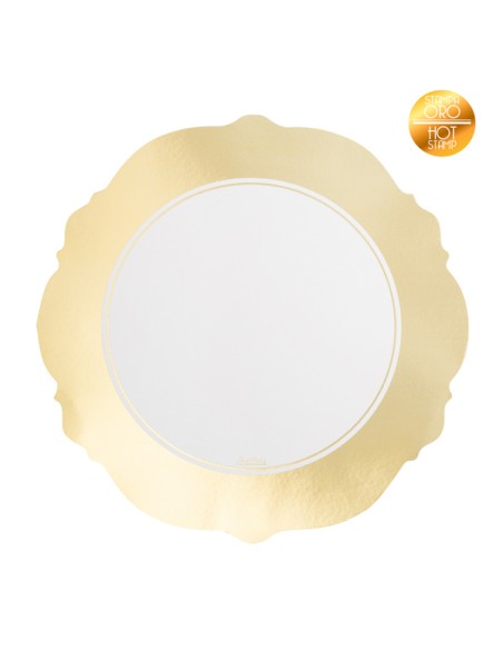 4 SOTTOPIATTI LIBERTY BIANCO BORDO ORO CM 33 - L'Officina delle
