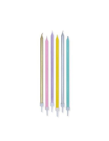 6 Candele Matite Soft Rainbow+ supporto cm.15 - L'Officina