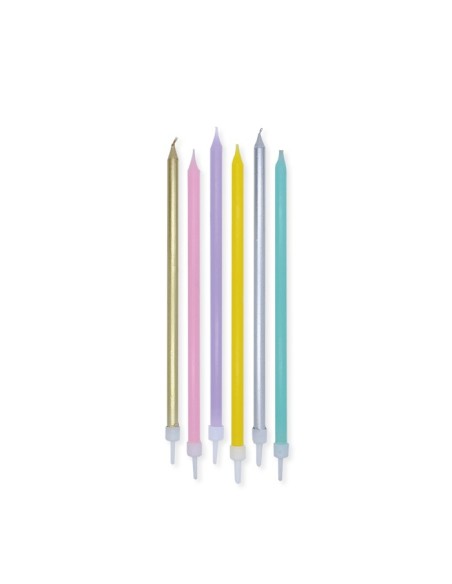 6 Candele Matite Soft Rainbow+ supporto cm.15 - L'Officina