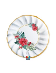 6 PIATTI CARTA FONDI 24CM CHIC POINSETTIA PLASTI FREE - 2