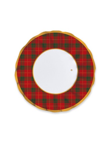 6 PIATTI CARTA FONDI Ø 24 CM NATALE TARTAN - L'Officina delle