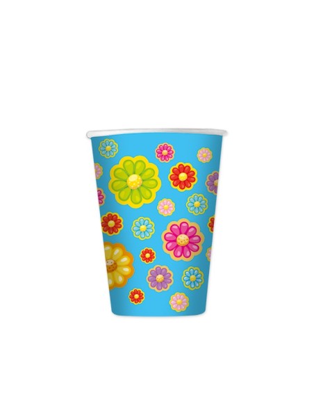 8 BICCHIERI CARTA 200CC FIORI PETALOSO - L'Officina delle feste