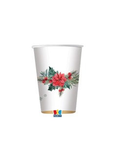 8 BICCHIERI CARTA 200CC CHIC POINSETTIA PLASTIC FREE - 2