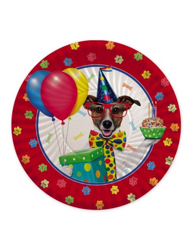 8 PIATTI CARTA 18CM CANI DOG PARTY - L'Officina delle feste