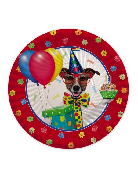 8 PIATTI CARTA 18CM CANI DOG PARTY - L'Officina delle feste