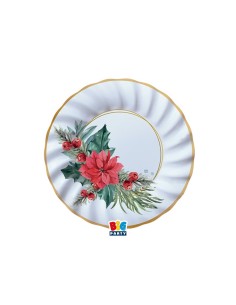 8 PIATTI CARTA 20CM CHIC POINSETTIA PLASTI FREE - L'Officina 2