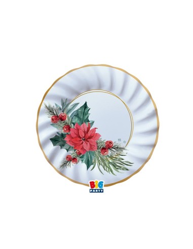 8 PIATTI CARTA 20CM CHIC POINSETTIA PLASTI FREE - L'Officina