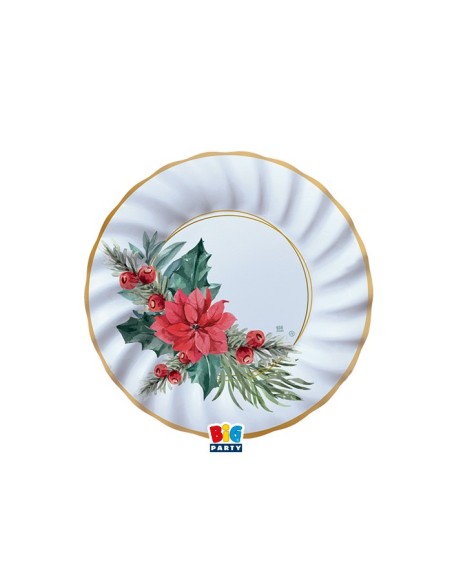 8 PIATTI CARTA 20CM CHIC POINSETTIA PLASTI FREE - L'Officina