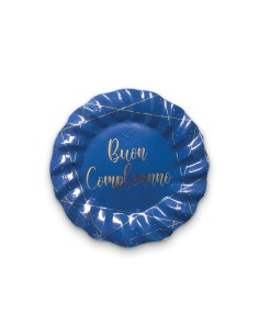 8 PIATTI CARTA 20CM. BUON COMPLEANNO BLUE E ORO - L'Officina 2