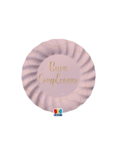 8 PIATTI CARTA 20CM. BUON COMPLEANNO ROSE E ORO - L'Officina