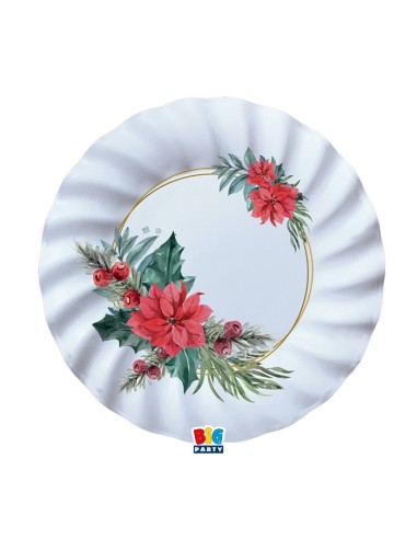 8 PIATTI CARTA 25CM CHIC POINSETTIA PLASTI FREE - L'Officina