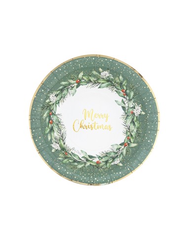 8 PIATTI CARTA FONDI CM 24 CHRISTMAS GARLAND BIODEGRADABILI -