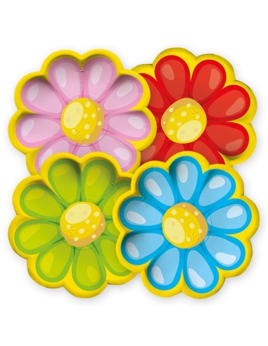 8 PIATTI CARTA MIX 18CM. FIORI PETALOSO - L'Officina delle feste