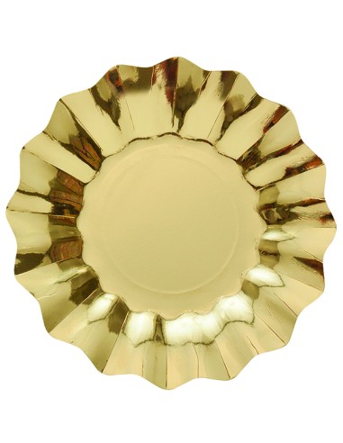 8 PIATTI CARTA NEW SHAPE CM.27 ORO METAL BIODEGRADABILI -