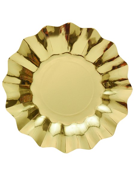 8 PIATTI CARTA NEW SHAPE CM.27 ORO METAL BIODEGRADABILI - 8 PIATTI CARTA NEW SHAPE CM.27 ORO METAL BIODEGRADABILI -