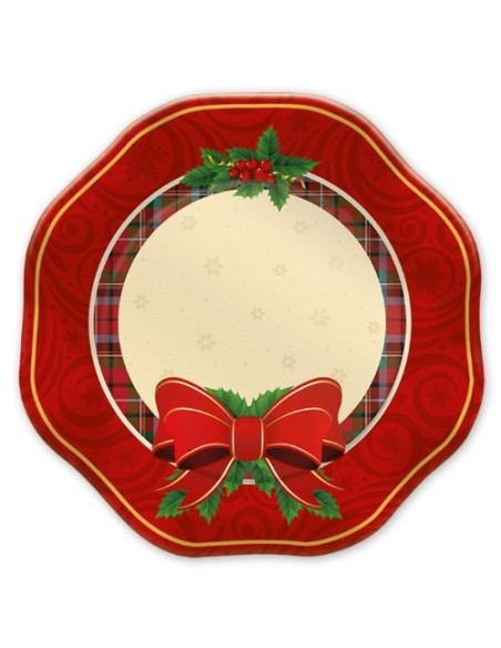 8 PIATTI CM.27 CHRISTMAS RIBBON - L'Officina delle feste