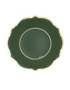 8 PIATTI LIBERTY CM.27 VERDONE BORDO ORO BIODEGRADABILI - 2