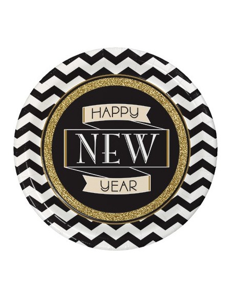 8 PIATTI MIDNIGHT CELEBRATION 23CM - L'Officina delle feste