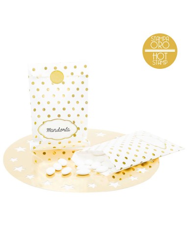 8 SACCHETTI CARTA POIS METAL ORO CM 13X20 - L'Officina delle