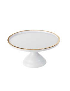 Alzata in melamina bianca bordo oro diam cm 23x12h - L'Officina 2