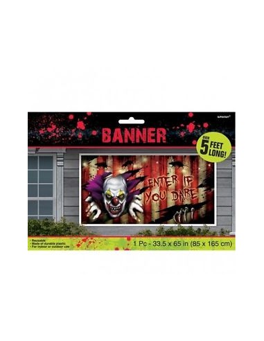 BANNER POSTER HALLOWEEN CLOWN 85X165CM - L'Officina delle feste