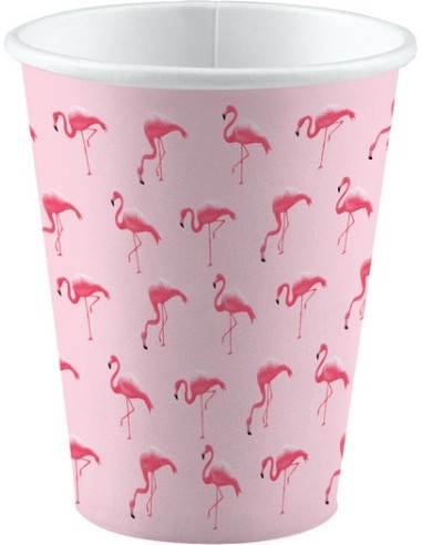 BICCHIERE CARTA 250ML FLAMINGO FENICOTTERO 8PZ - L'Officina