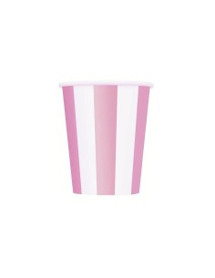 BICCHIERE CARTA 355ML BIANCO RIGHE ROSA 6PZ - L'Officina delle 2