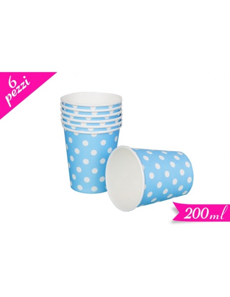 BICCHIERE CARTA CELESTE POIS BIANCHI 200ML PZ. 6 - L'Officina