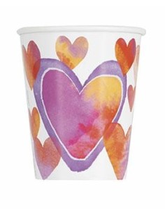 BICCHIERE WATERCOLORS HEARTS 270ML 8PZ - L'Officina delle feste 2