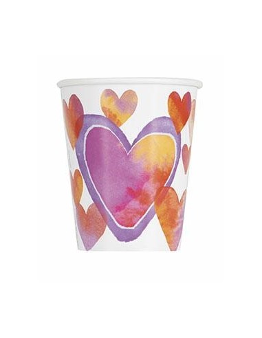 BICCHIERE WATERCOLORS HEARTS 270ML 8PZ - L'Officina delle feste