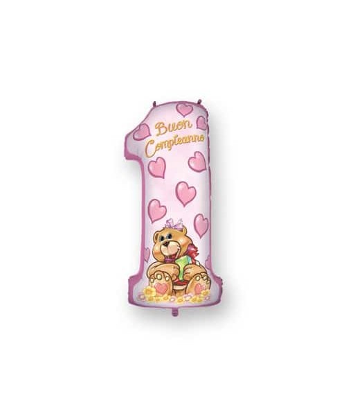 MYLAR N.1 COMPLEANNO ROSA H 100 CM