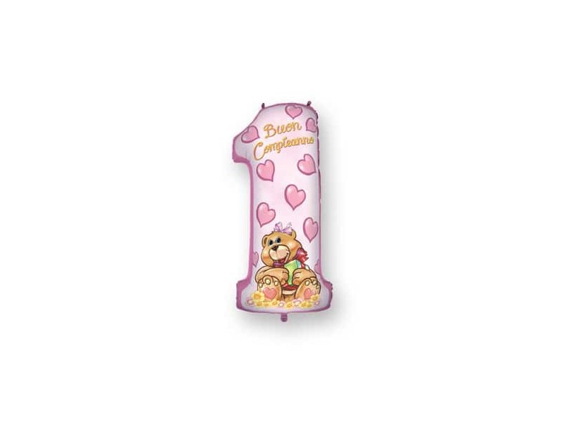 MYLAR N.1 COMPLEANNO ROSA H 100 CM