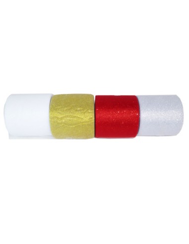 BOBINA TULLE CM 12.5X100MT GLITTER ROSSO - L'Officina delle