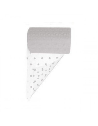 BOBINA TULLE POIS CM 12.5X25MT BIANCO - L'Officina delle feste