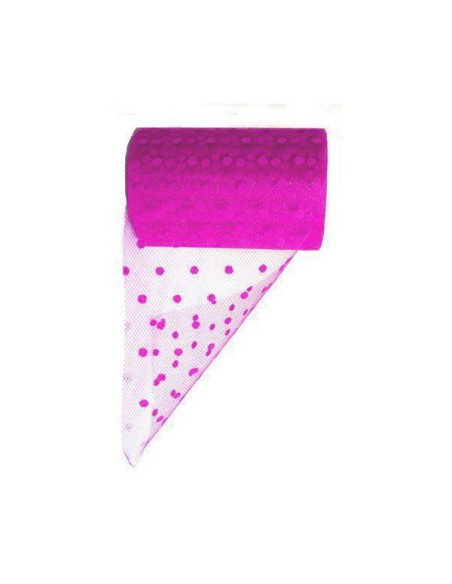 BOBINA TULLE POIS CM 12.5X25MT FUCSIA - L'Officina delle feste